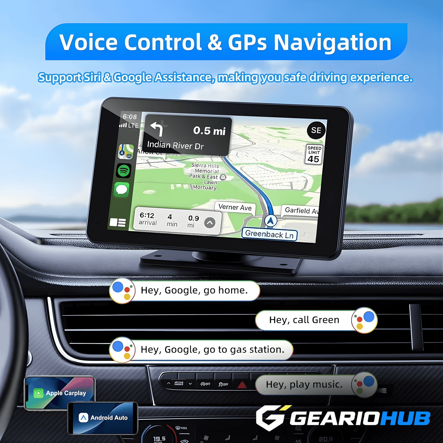 Geario™ CarPlay Screen for iPhone & Android