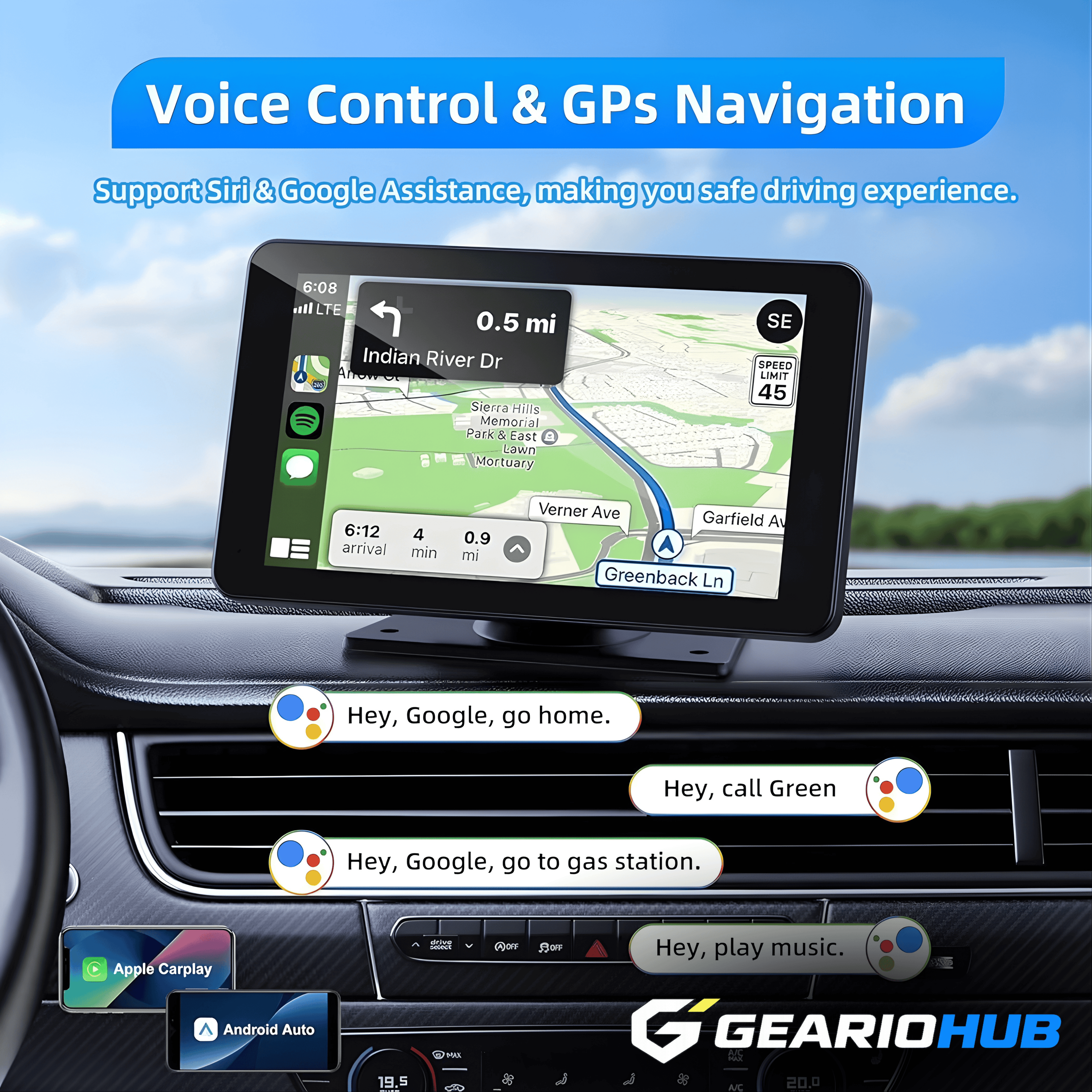 Geario™ CarPlay Screen for iPhone & Android